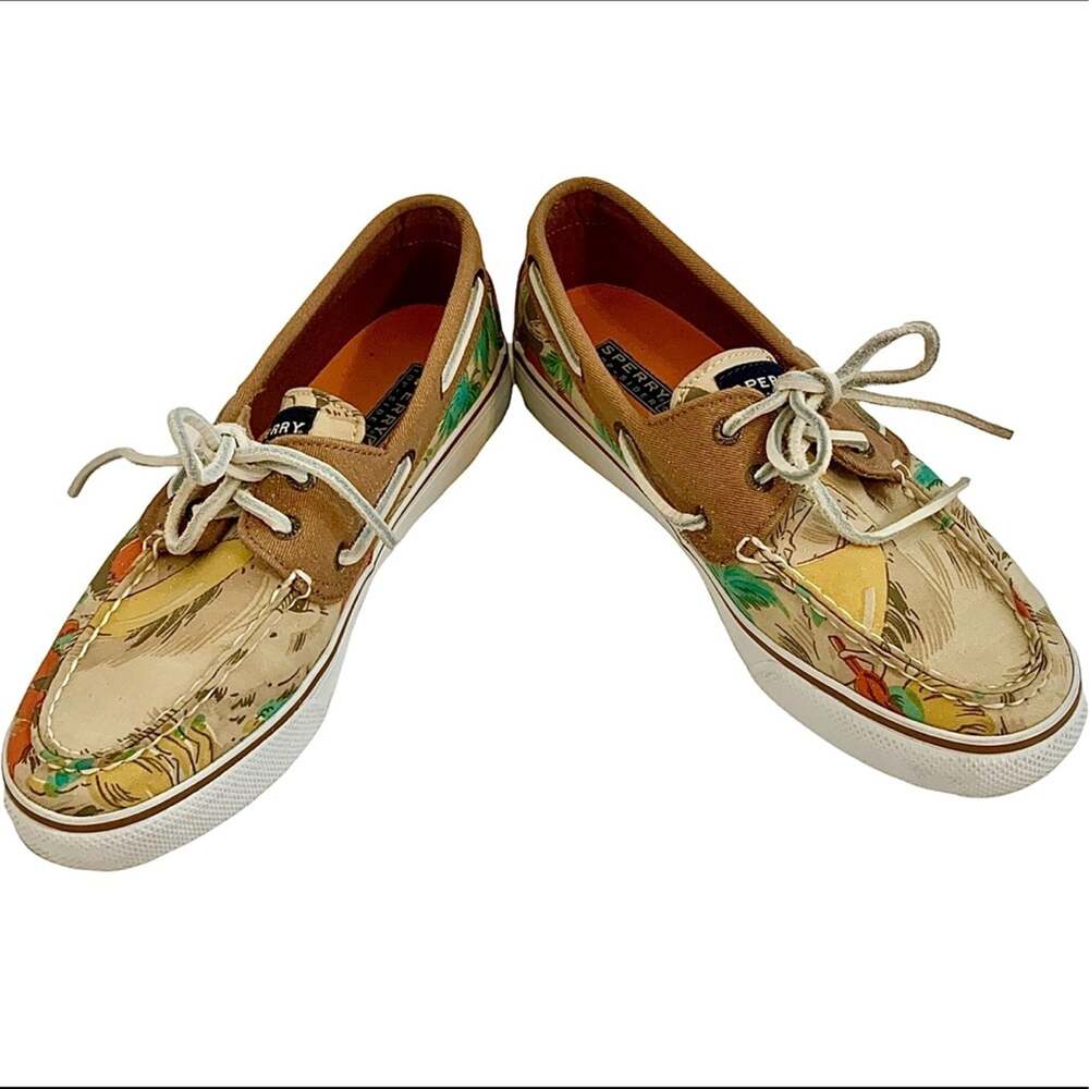 Sperry Top-Sider Women’s 7.5 Tropical Hawaiian Floral Canvas Boat Shoes Sneakers